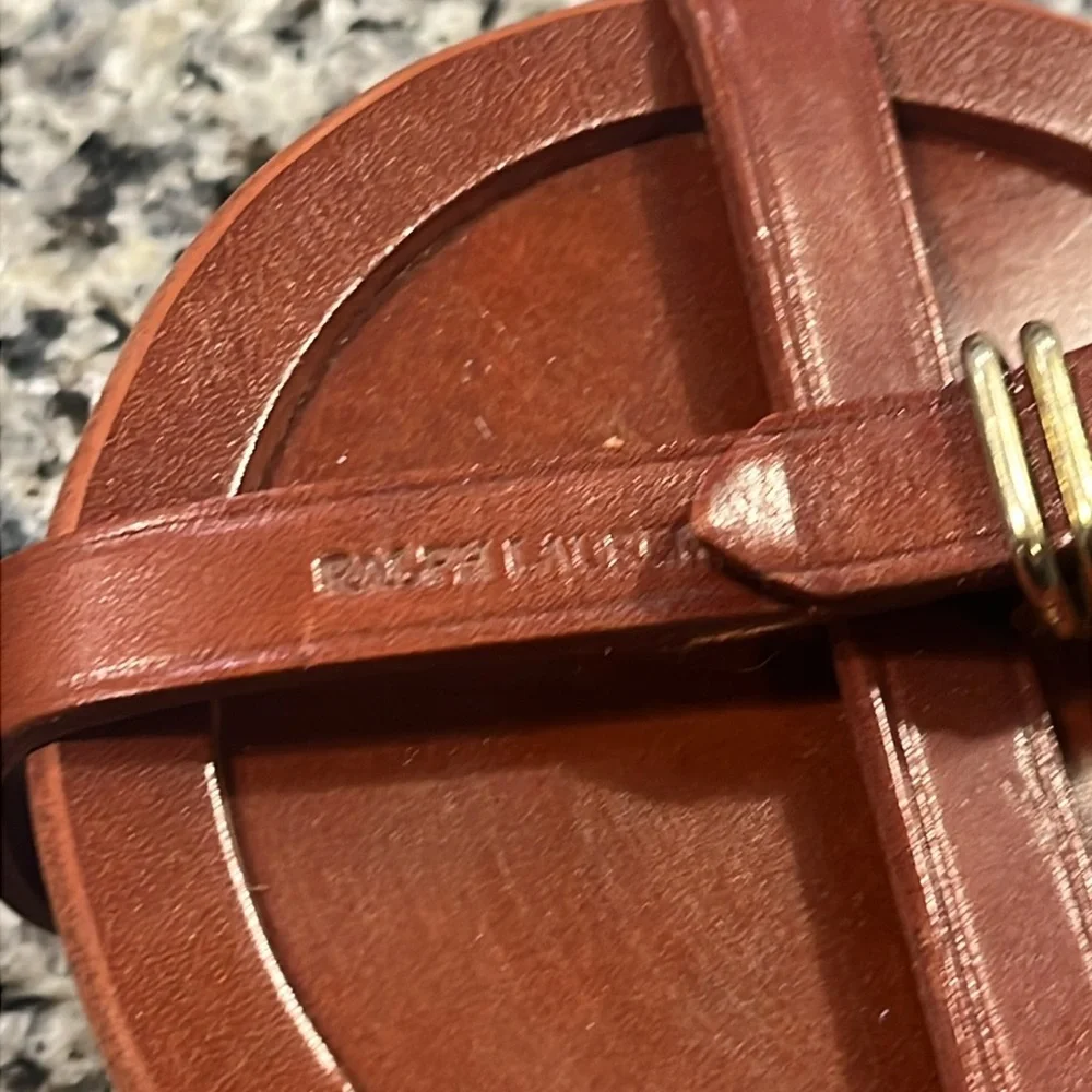 Ralph Lauren Leather Coaster Set of 4 brown Vintage